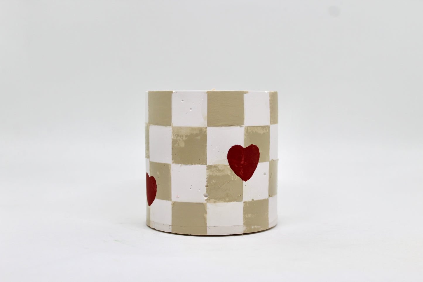 Tan Checker w/ Hearts