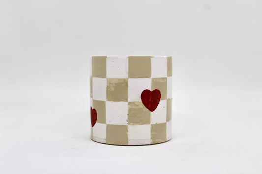 Tan Checker w/ Hearts
