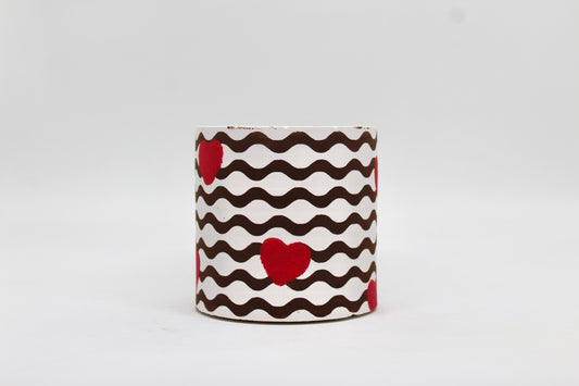 Brown Wavy Stripes w/ Hearts